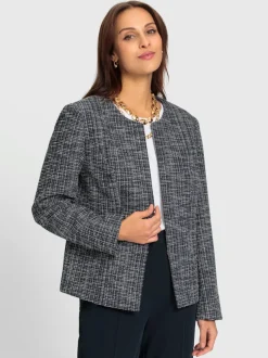Blazers bouclés avec col rond et fermeture à crochet