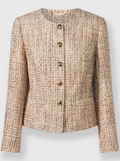 Blazers bouclés à paillettes avec boutons fantaisie et poches