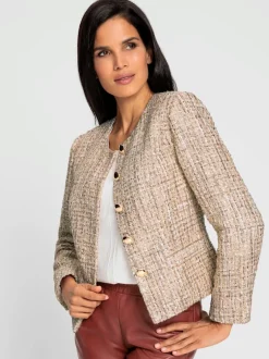Blazers bouclés à paillettes avec boutons fantaisie et poches