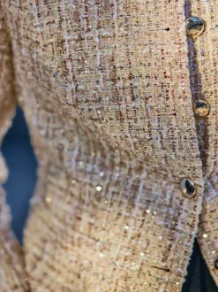 Blazers bouclés à paillettes avec boutons fantaisie et poches