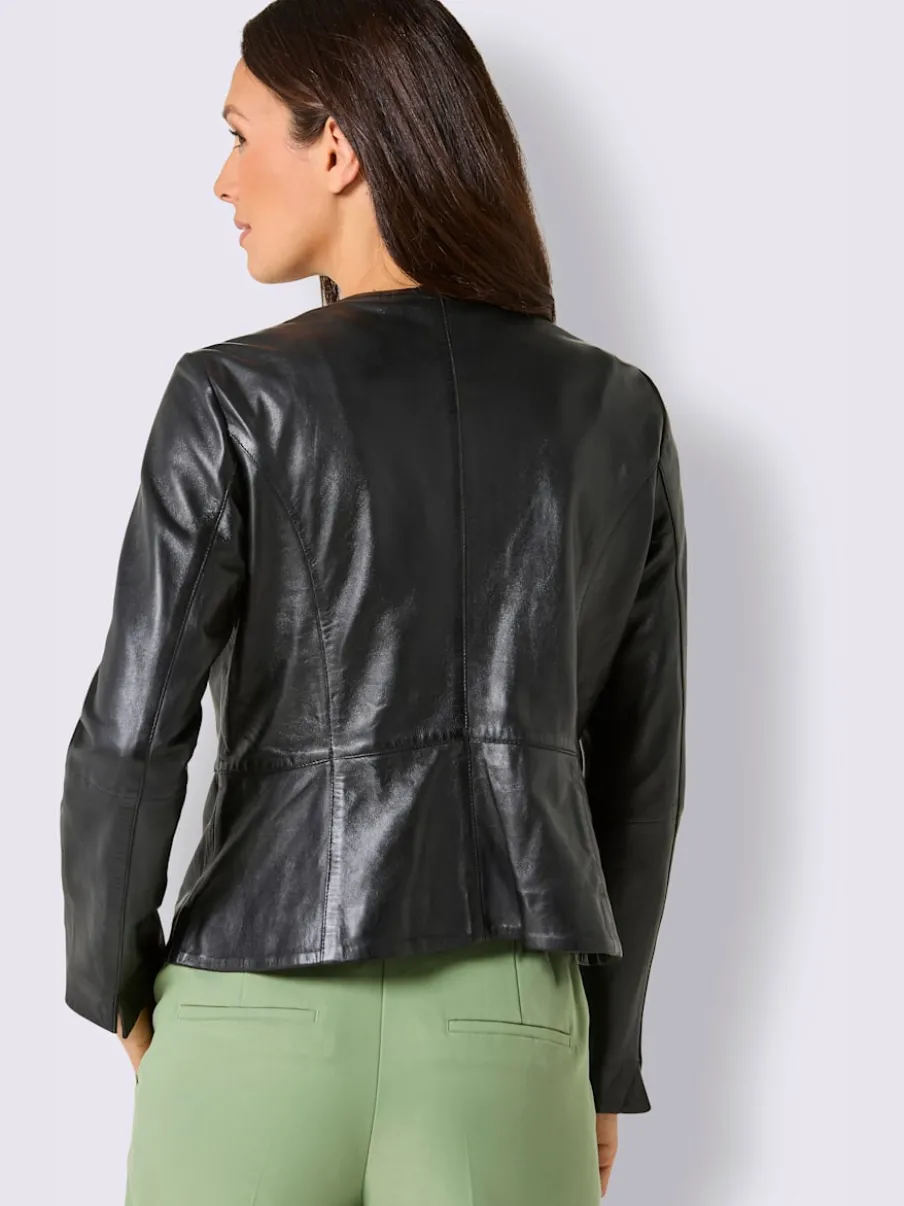Blazers en cuir nappa avec glissière et poches biaisées