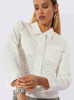 Blazers en dentelle transparent avec manches longues raffinées