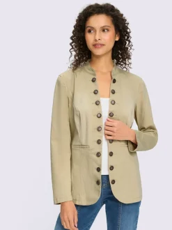 Blazers en jean avec col montant et poches décoratives