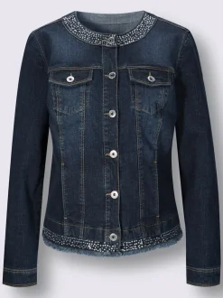 Blazers en jean avec poches et embellissements brillants