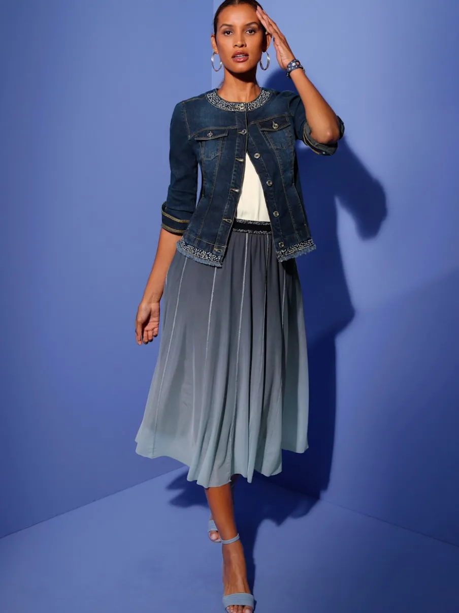 Blazers en jean avec poches et embellissements brillants