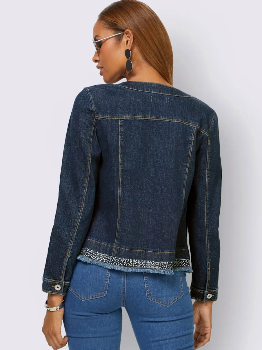 Blazers en jean avec poches et embellissements brillants
