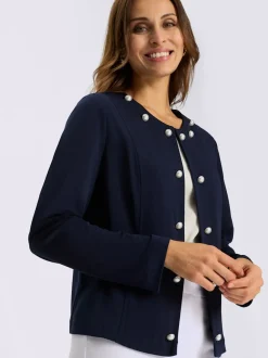 Blazers en jersey avec col rond et détails perlés