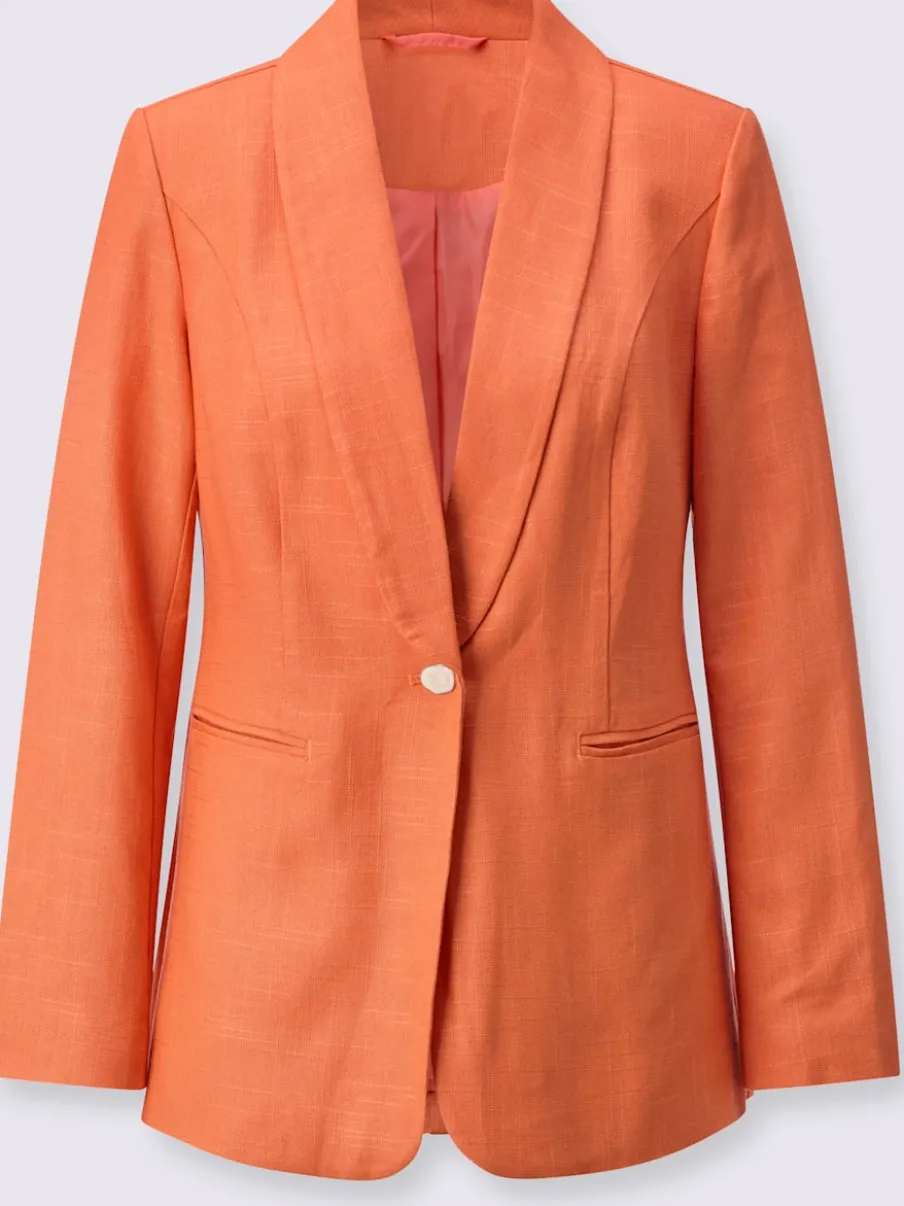 Blazers en lin avec col châle et manches longues