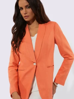 Blazers en lin avec col châle et manches longues