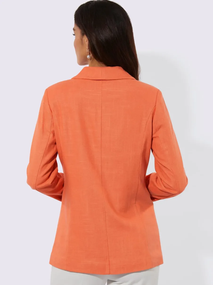 Blazers en lin avec col châle et manches longues