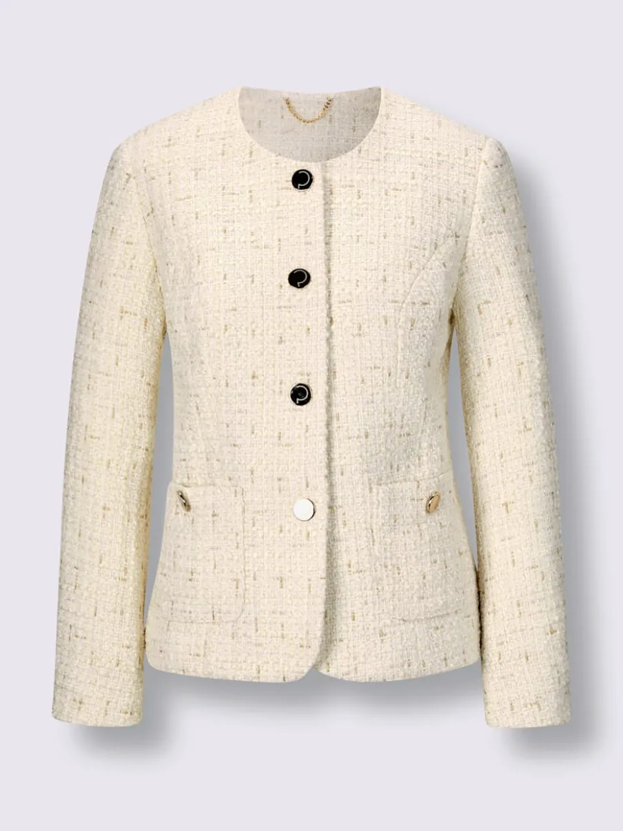 Blazers en mélange de laine avec boutons dorés estampés
