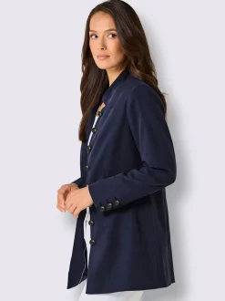 Blazers longs en mélange de lyocell avec boutons brillants