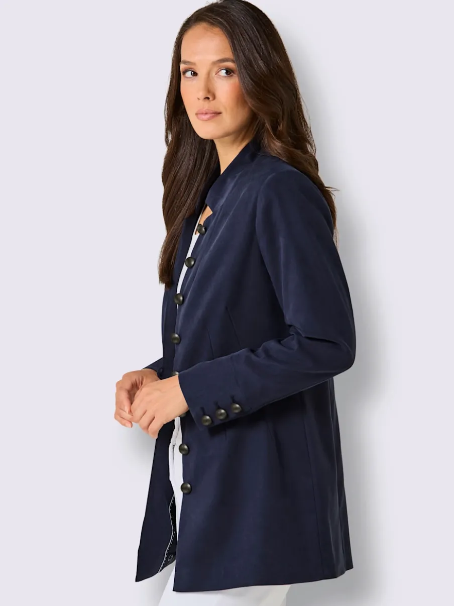 Blazers longs en mélange de lyocell avec boutons brillants