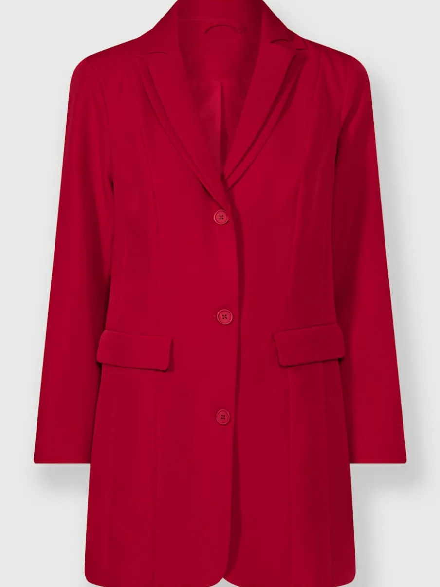 Blazers longs à une rangée de boutons et poches