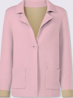 Blazers à revers avec boutons et poches en tricot côtelé