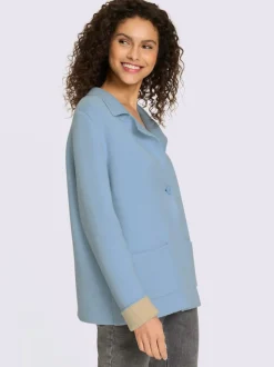 Blazers à revers avec boutons et poches en tricot côtelé