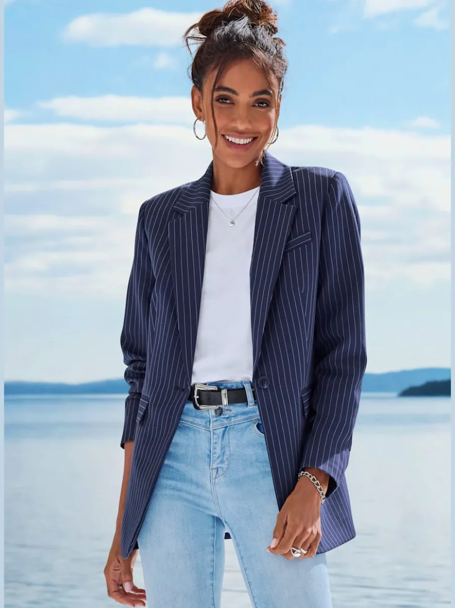 Blazers à revers avec poches et manches longues
