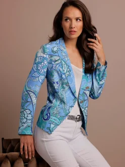 Blazers 100% soie à motif floral avec col à revers