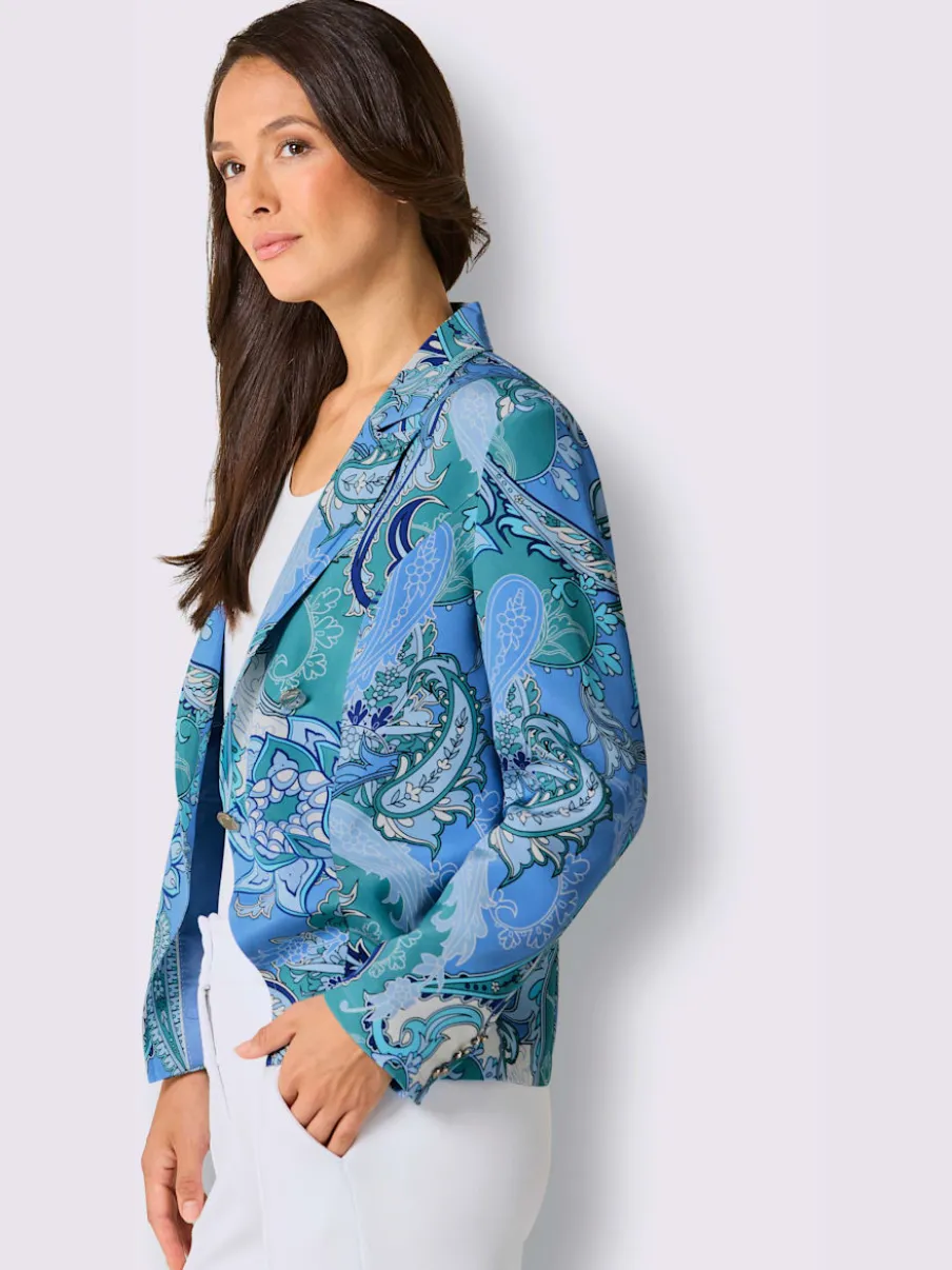 Blazers 100% soie à motif floral avec col à revers