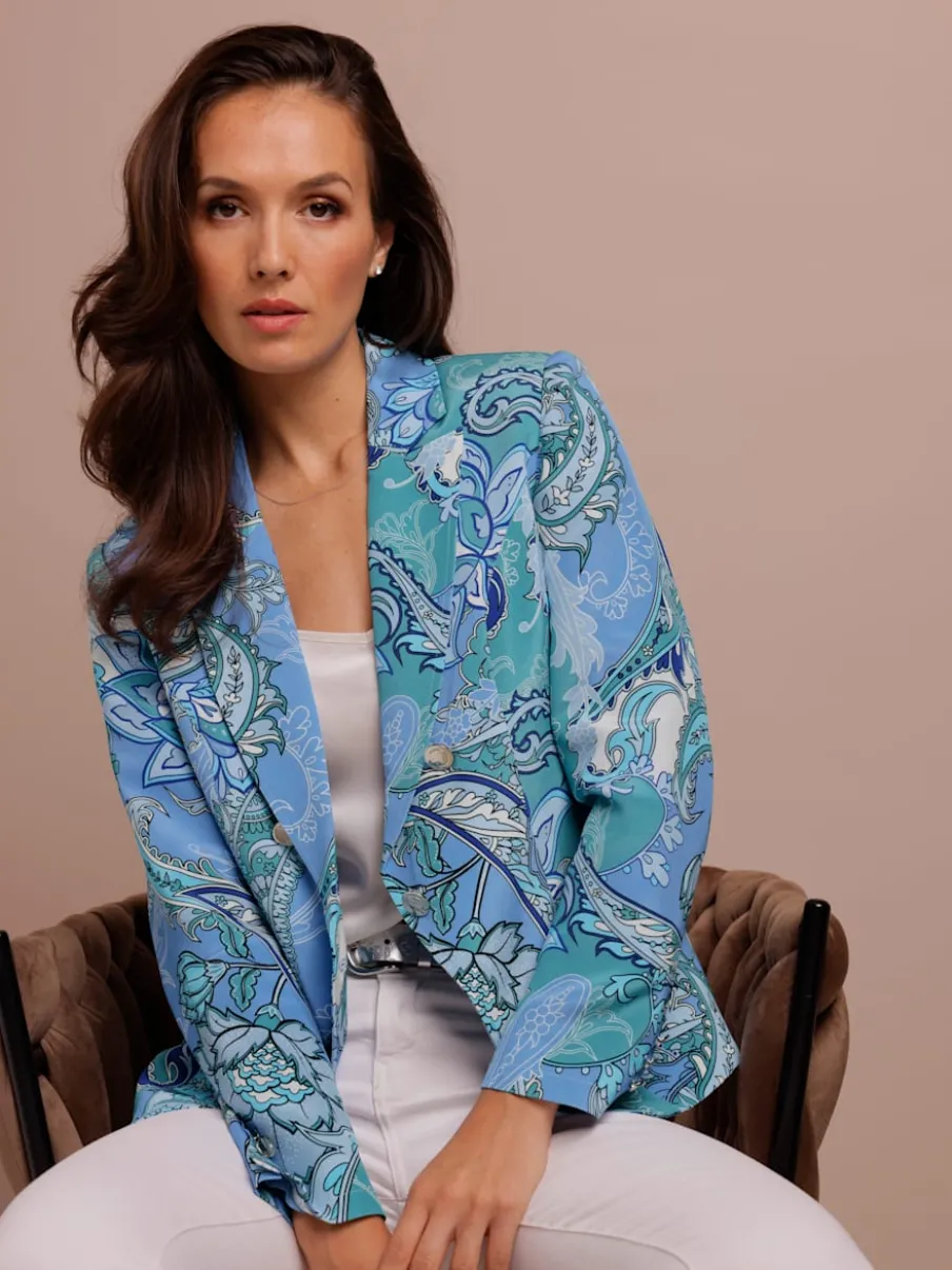 Blazers 100% soie à motif floral avec col à revers