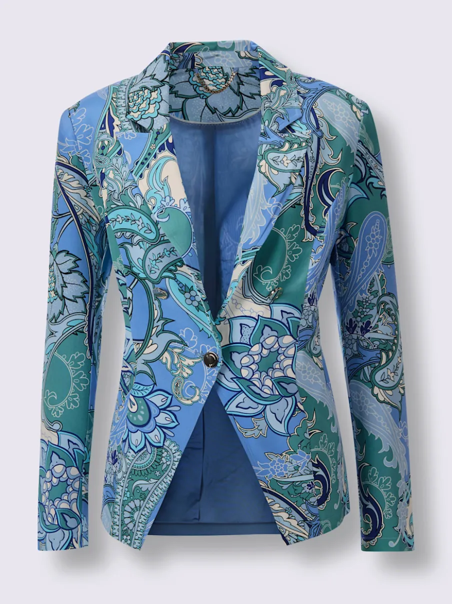 Blazers 100% soie à motif floral avec col à revers