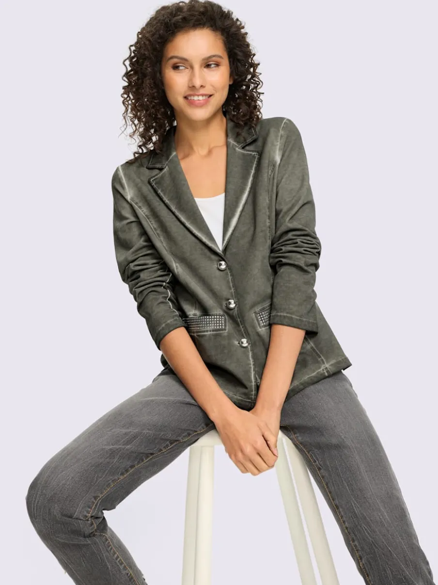 Blazer sweat à l'effet délavé avec poches décoratives