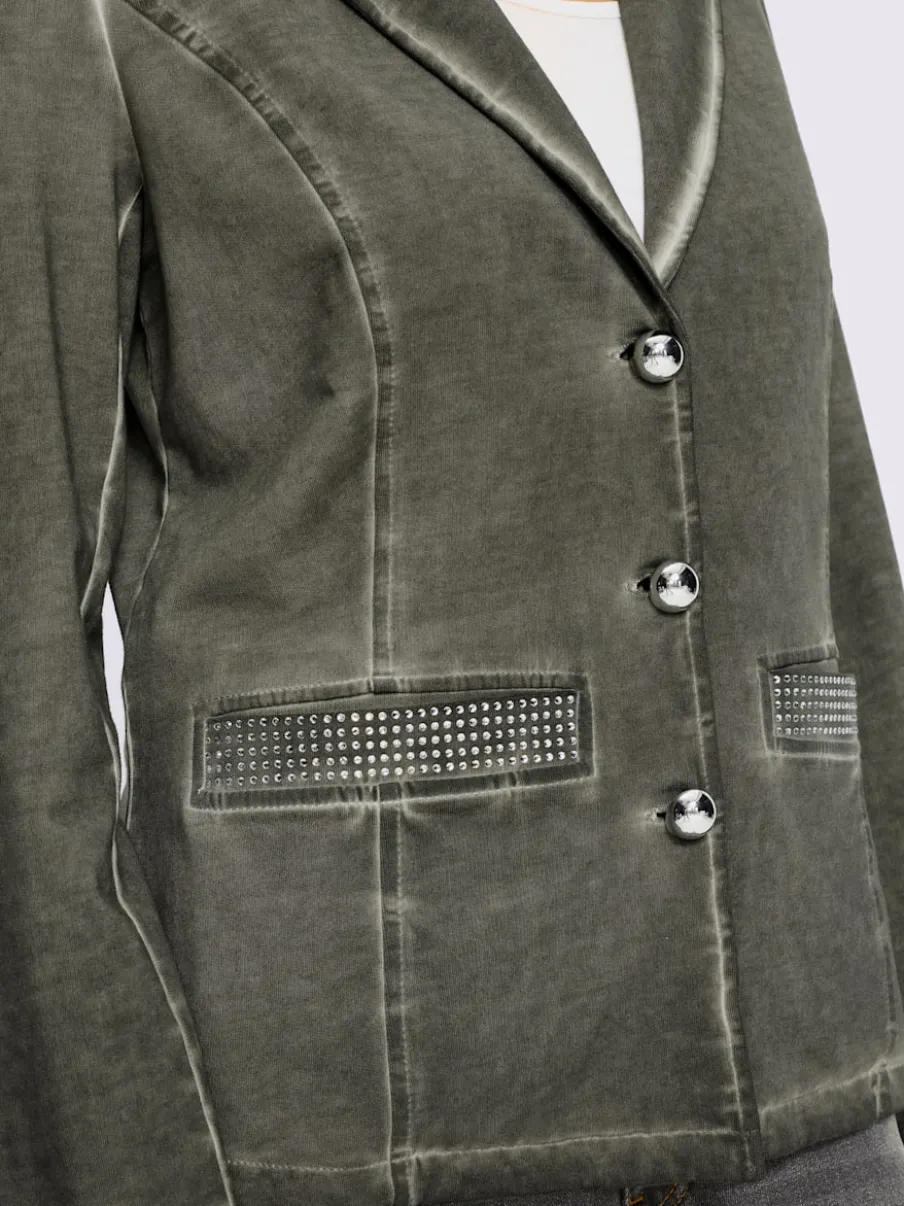 Blazer sweat à l'effet délavé avec poches décoratives
