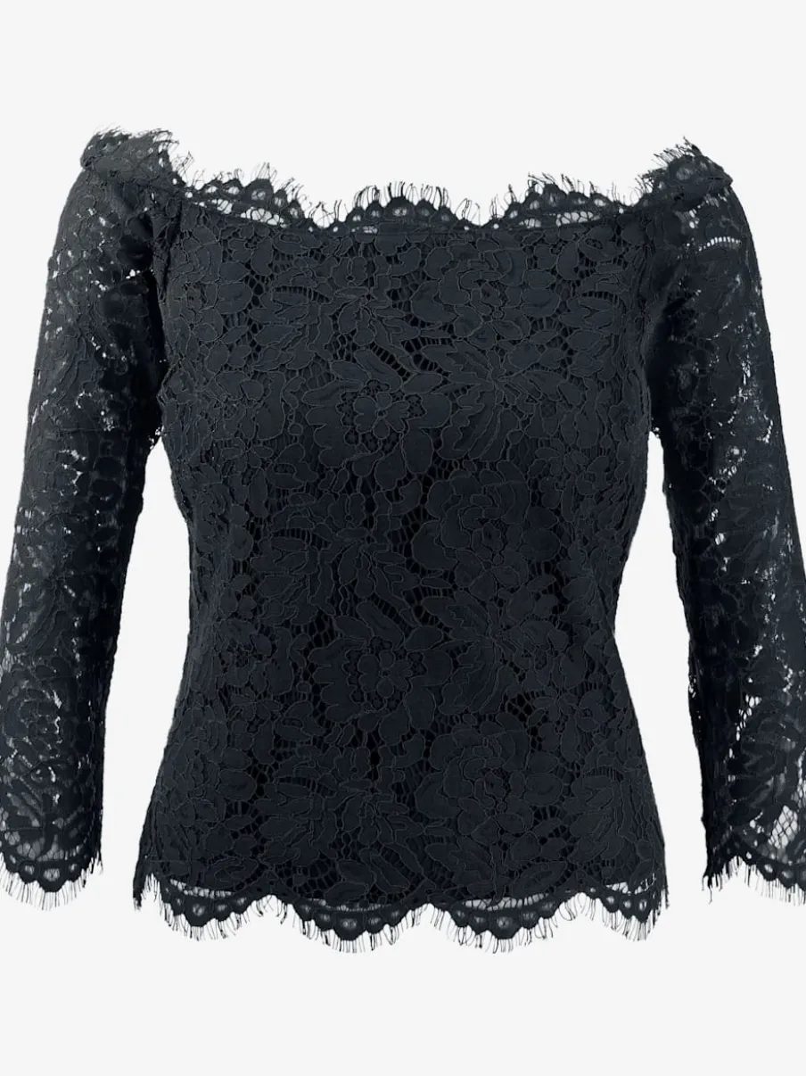 Blouse en dentelle raffinée à manches trois quarts