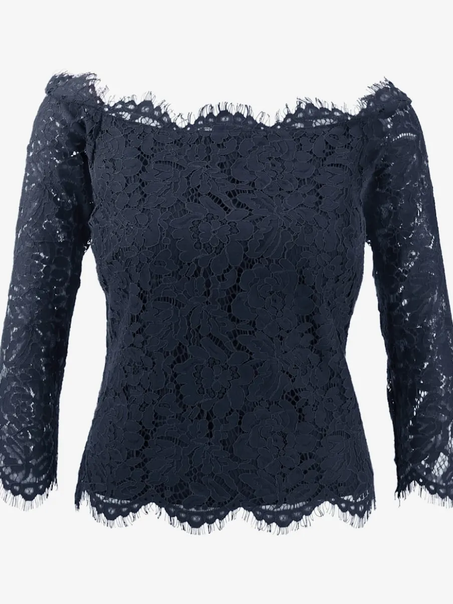 Blouse en dentelle raffinée à manches trois quarts