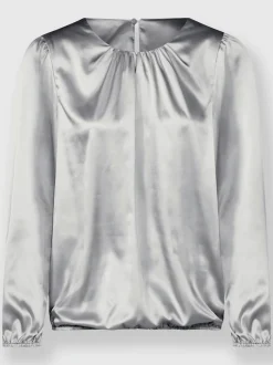 Blouse en satin avec fronces et bords-côtes extensibles