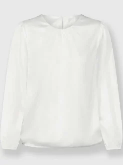 Blouse en satin avec fronces et bords-côtes extensibles