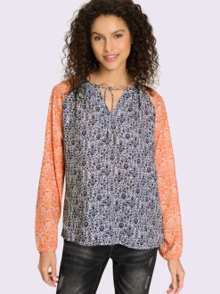 Blouses avec col rond en V et imprimé paisley