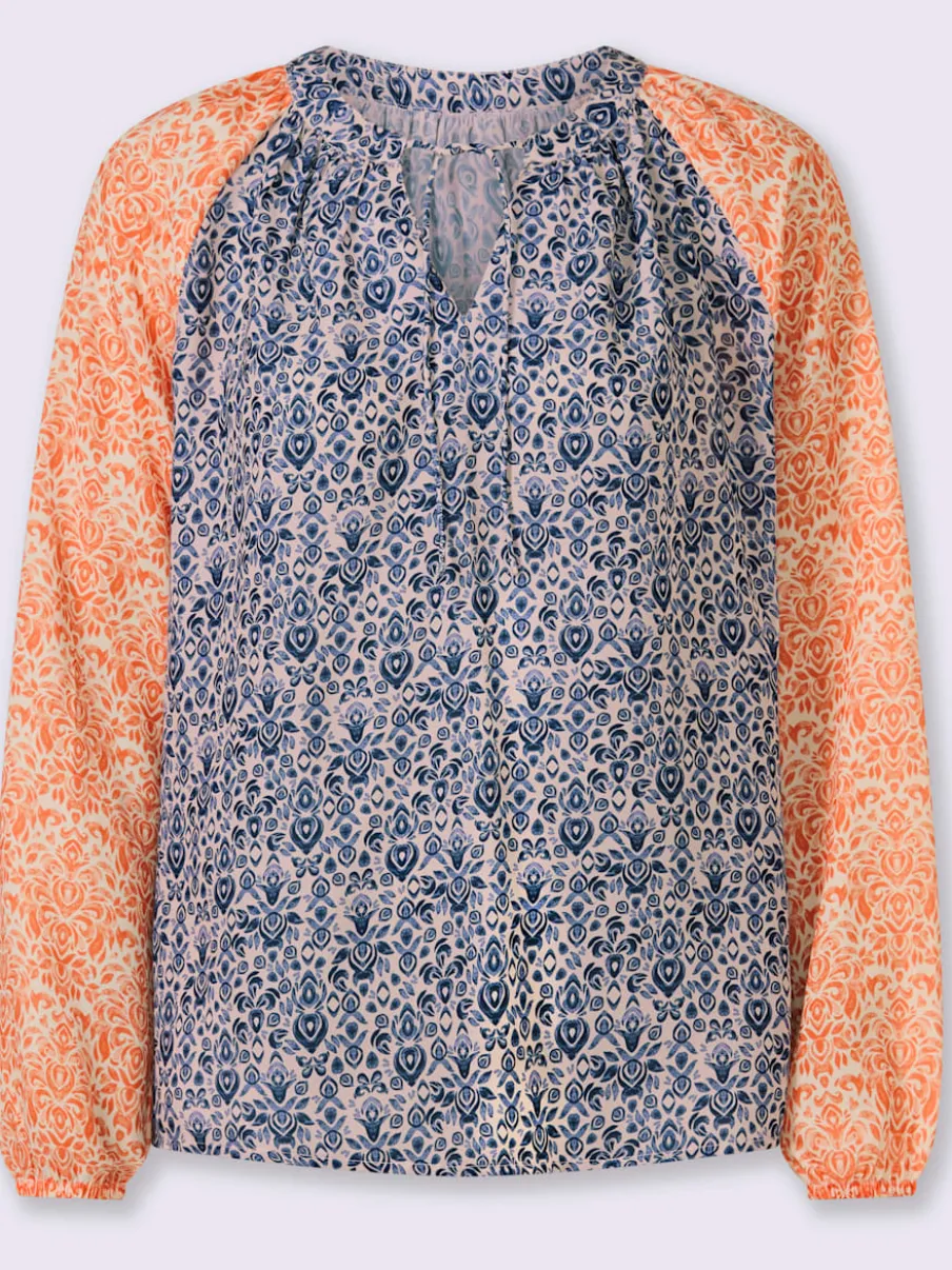 Blouses avec col rond en V et imprimé paisley