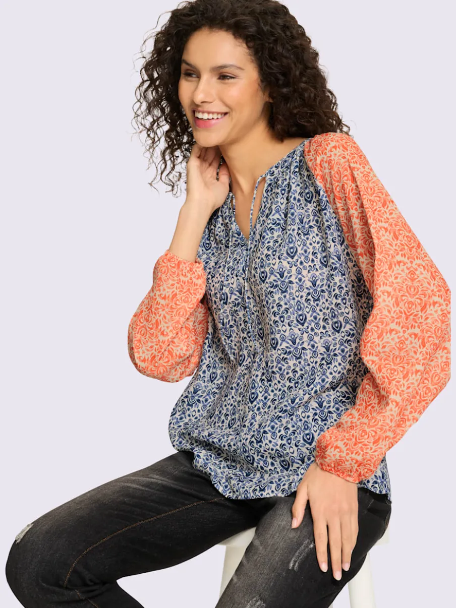 Blouses avec col rond en V et imprimé paisley