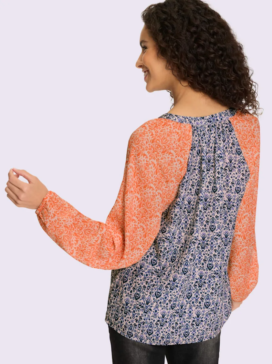 Blouses avec col rond en V et imprimé paisley