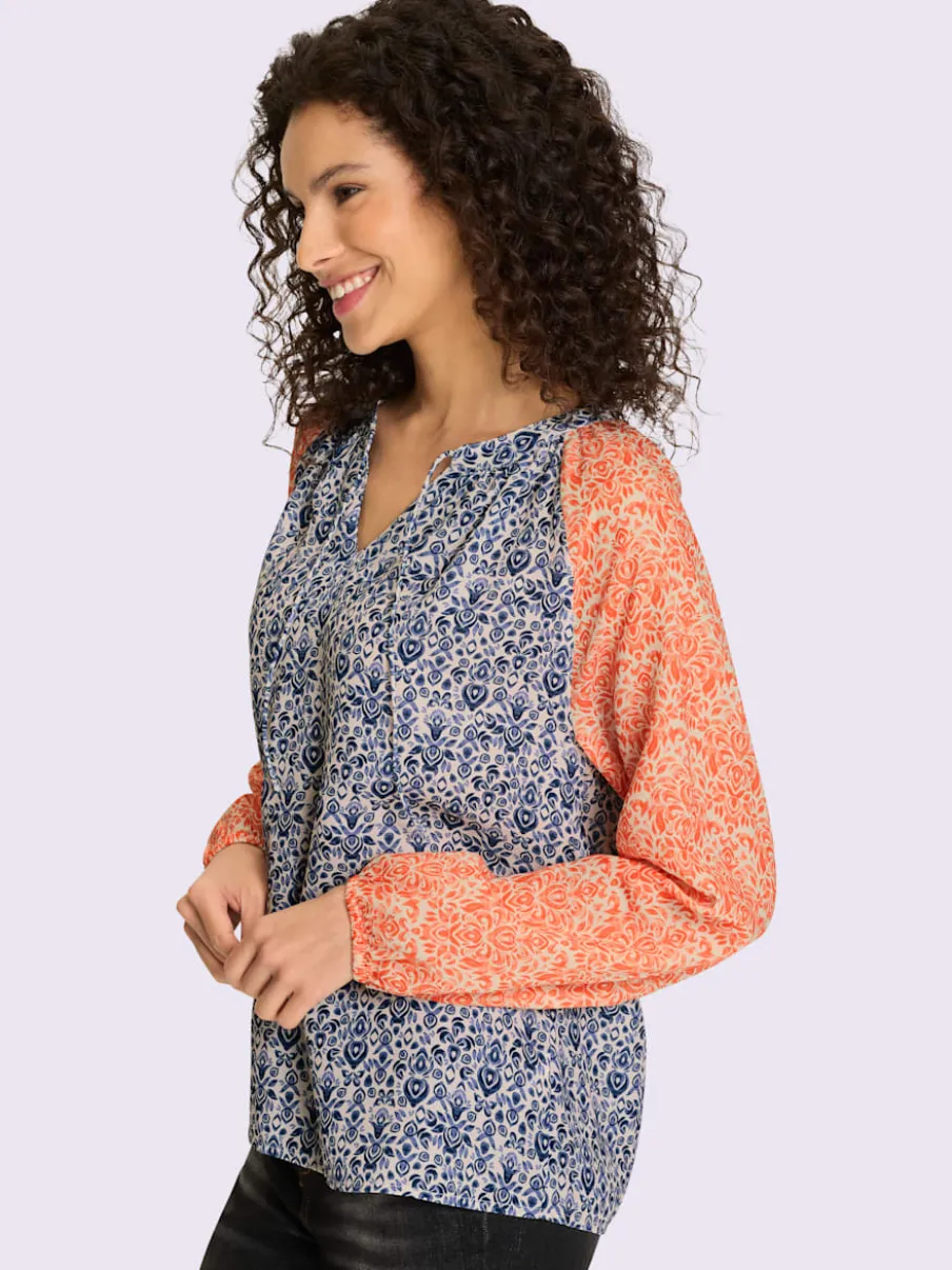 Blouses avec col rond en V et imprimé paisley