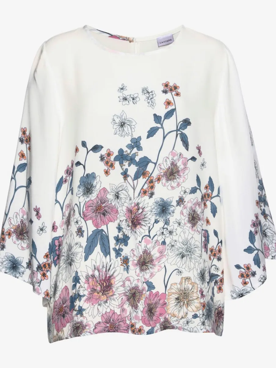 Blouses à fleurs avec manches 3/4 et col rond