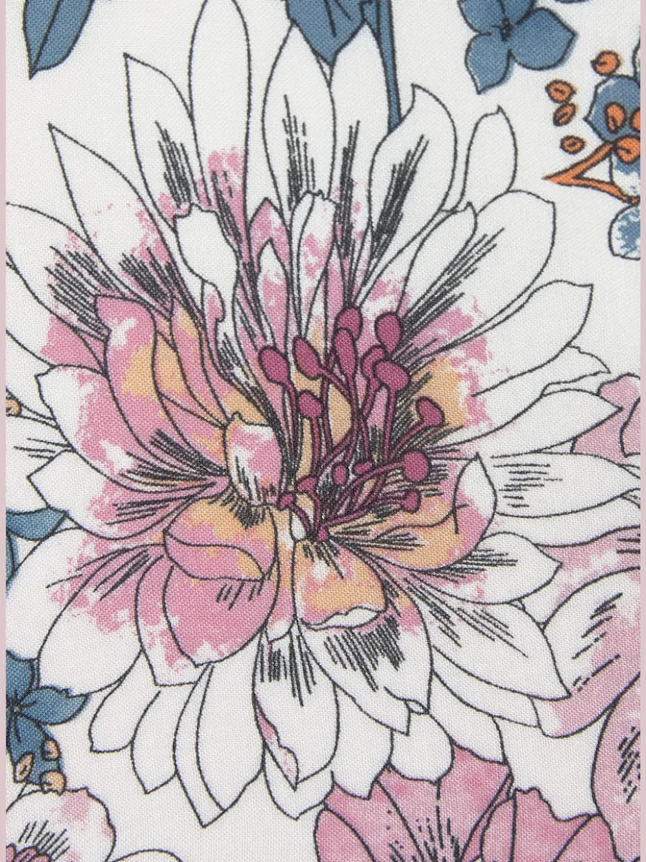 Blouses à fleurs avec manches 3/4 et col rond