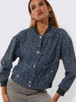 Blouson ample avec paillettes et empiècements brillants