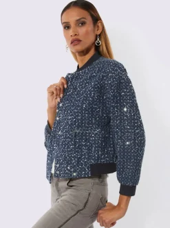 Blouson ample avec paillettes et empiècements brillants