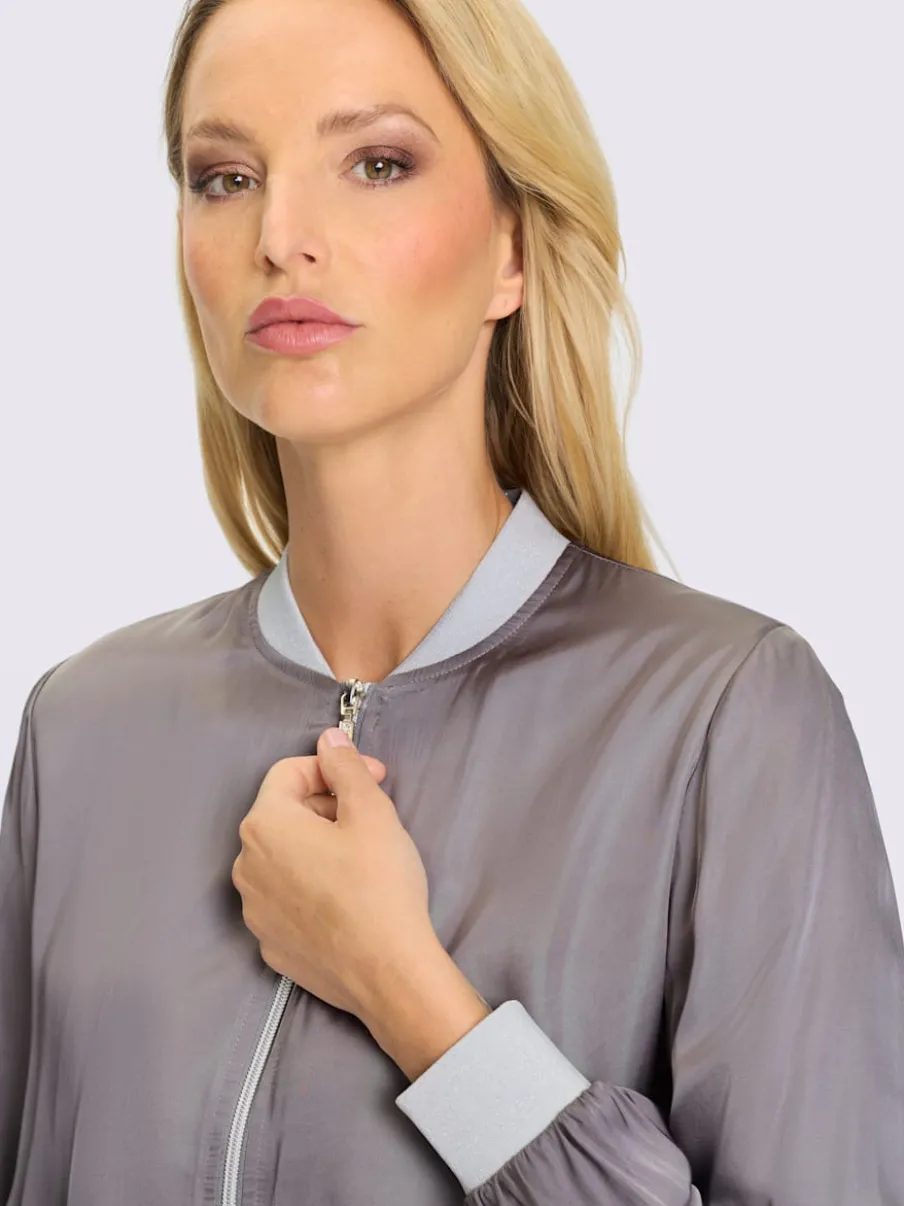 Blouson chemisier satin viscose avec poches latérales