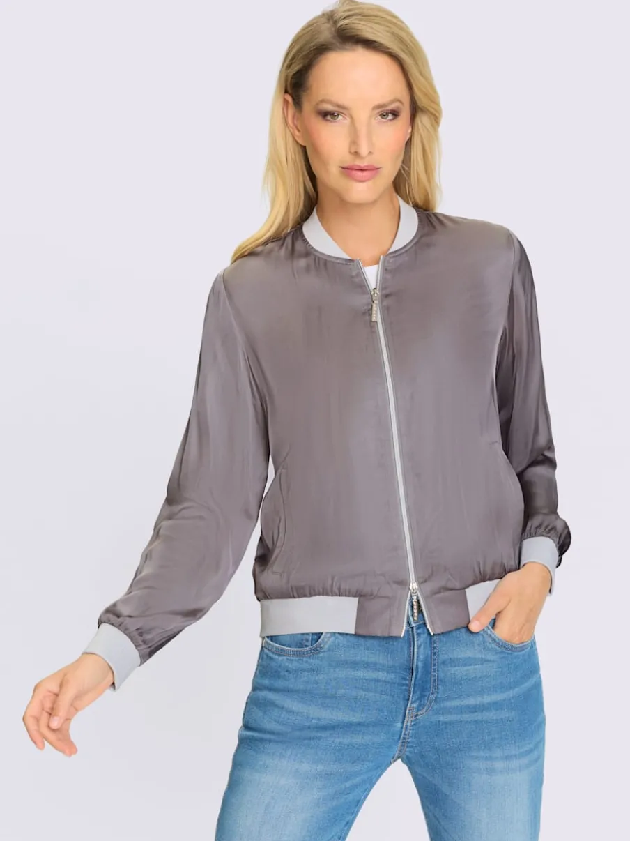 Blouson chemisier satin viscose avec poches latérales