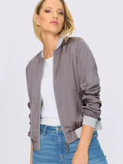 Blouson chemisier satin viscose avec poches latérales
