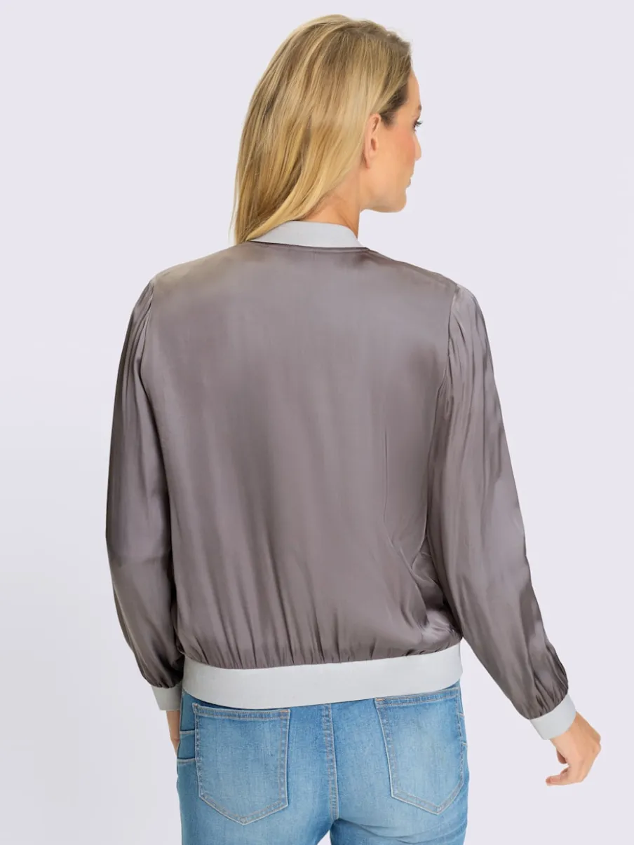 Blouson chemisier satin viscose avec poches latérales