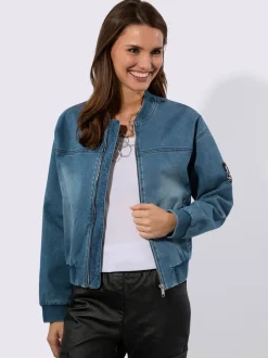 Blousons à manches longues en denim avec poches raglan