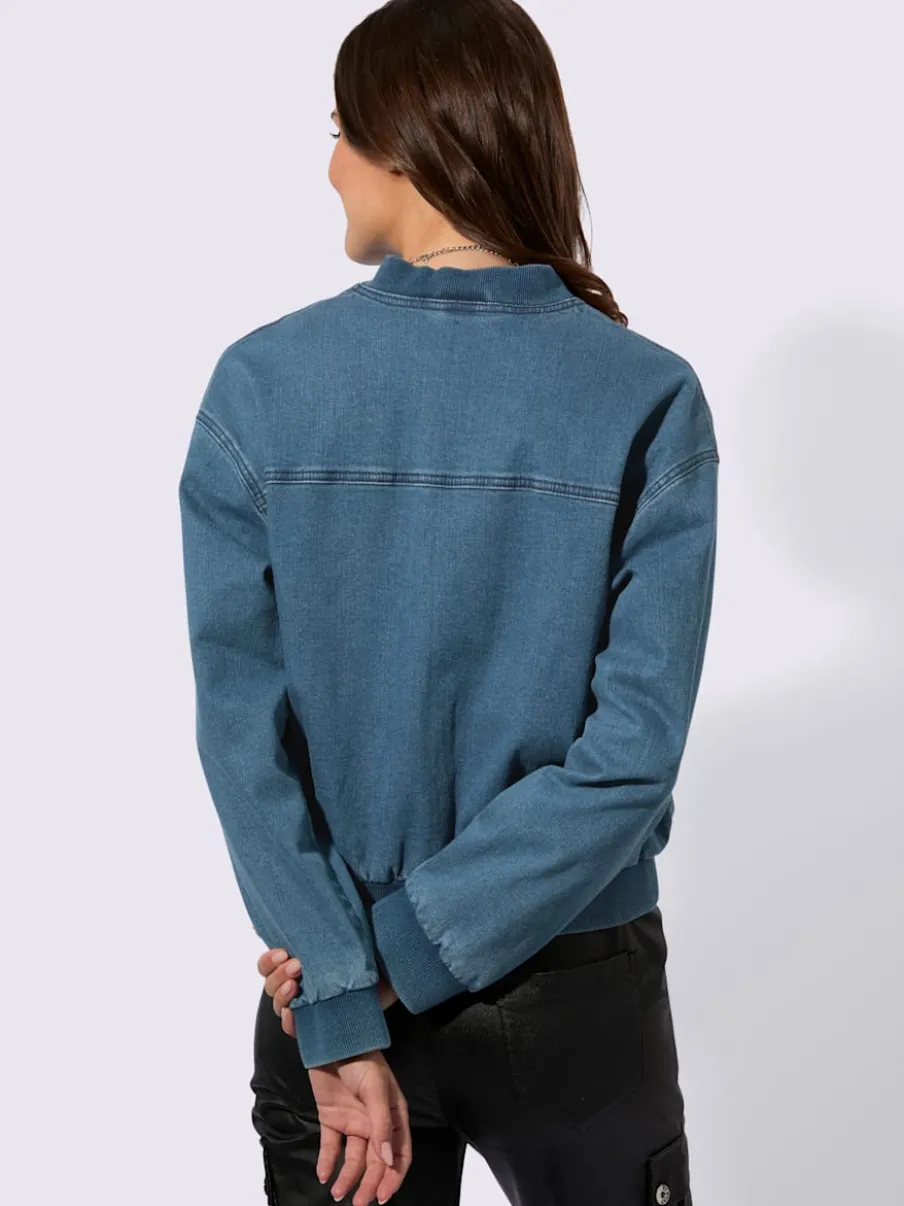 Blousons à manches longues en denim avec poches raglan