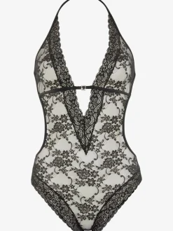 Body combiné érotique en dentelle élastique transparente