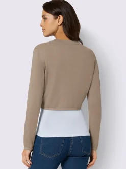 Boléro court en coton avec manches longues et finition soignée