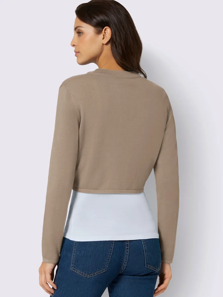 Boléro court en coton avec manches longues et finition soignée
