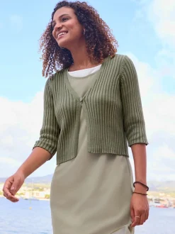Boléro en tricot avec encolure en V et manches 3/4